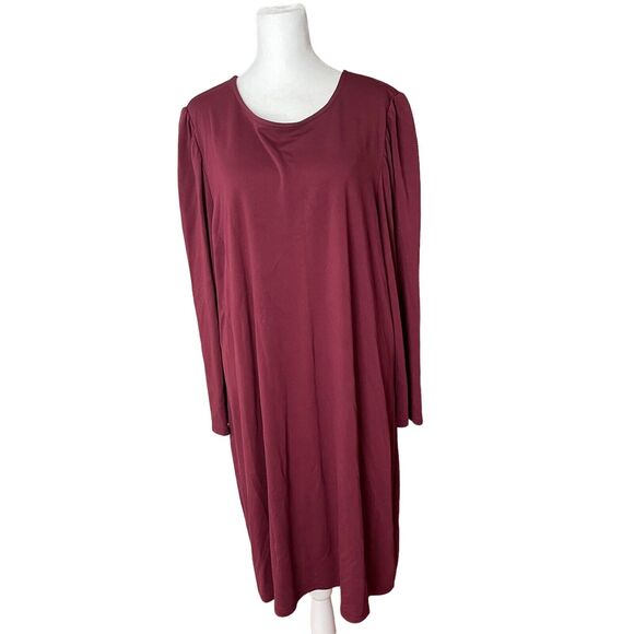 Old Navy Plus 2XL Shift Dress Long Sleeve Knit Wine Maroon Keyhole Back - Picture 1 of 11